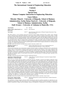 The International Journal of Engineering Education Contents Section I Special Issue