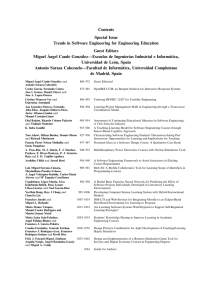 Contents Special Issue Trends in Software Engineering for Engineering Education Guest Editors