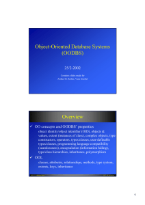 Object-Oriented Database Systems (OODBS) Overview 25/2-2002