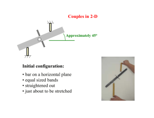 Initial configuration: • bar on a horizontal plane • equal sized bands