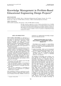 Knowledge Management in Problem-Based Educational Engineering Design Projects*