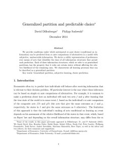 Generalized partition and predictable choice David Dillenberger Philipp Sadowski December 2014