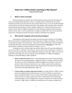 How Can I Utilize Active Learning in My Classes? I.