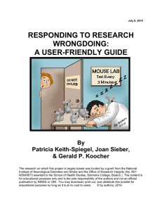 RESPONDING TO RESEARCH WRONGDOING: A USER-FRIENDLY GUIDE