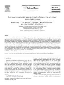 Latitude-of-birth and season-of-birth eﬀects on human color vision in the Arctic