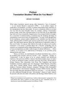 Preface Translation Studies? What Do You Mean?  Jeroen Vandaele