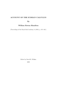 ACCOUNT OF THE ICOSIAN CALCULUS By William Rowan Hamilton