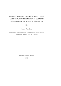 AN ACCOUNT OF THE BOOK ENTITULED COMMERCIUM EPISTOLICUM COLLINII By