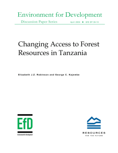 Environment for Development Changing Access to Forest Resources in Tanzania