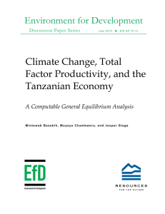 Environment for Development Climate Change, Total Factor Productivity, and the Tanzanian Economy