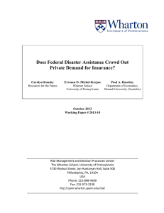 Does Federal Disaster Assistance Crowd Out Private Demand for Insurance?  Carolyn Kousky