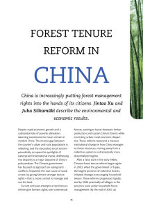 CHINA  FOREST TENuRE REFORM IN