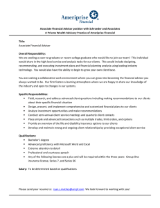 Associate Financial Advisor position with Schroeder and Associates