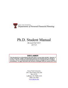 Ph.D. Student Manual Revised Fall 2015 10/7/15