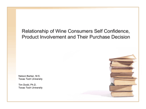 Relationship of Wine Consumers Self Confidence, Nelson Barber, M.S. Texas Tech University
