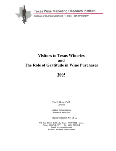 Visitors to Texas Wineries and The Role of Gratitude in Wine Purchases