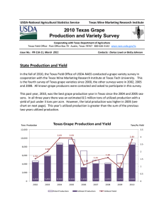 2010 Texas Grape Production and Variety Survey State Production and Yield 