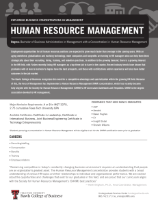 HUMAN RESOURCE MANAGEMENT Degree: EXPLORING BUSINESS CONCENTRATIONS IN MANAGEMENT