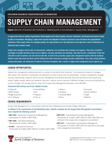 SUPPLY CHAIN MANAGEMENT Degree: EXPLORING BUSINESS CONCENTRATIONS IN MARKETING