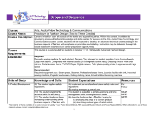 Scope and Sequence Cluster: Course Name: Arts, Audio/Video Technology &amp; Communications