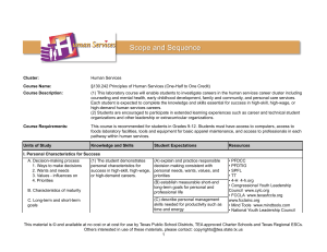 Human Services §130.242 Principles of Human Services (One-Half to One Credit) Cluster: