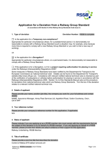 Application for a Deviation from a Railway Group Standard