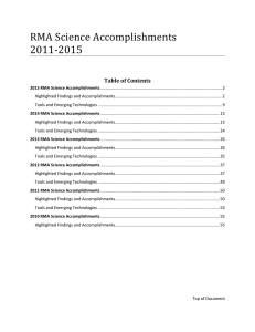 RMA Science Accomplishments 2011-2015 Table of Contents