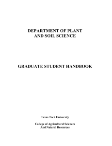 DEPARTMENT OF PLANT AND SOIL SCIENCE GRADUATE STUDENT HANDBOOK