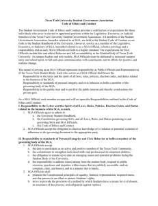 Texas Tech University Student Government Association Code of Ethics and Conduct