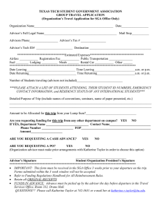 TEXAS TECH STUDENT GOVERNMENT ASSOCIATION GROUP TRAVEL APPLICATION