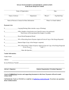 TEXAS TECH STUDENT GOVERNMENT ASSOCIATION PURCHASE REQUEST FORM  _______________________________________________________