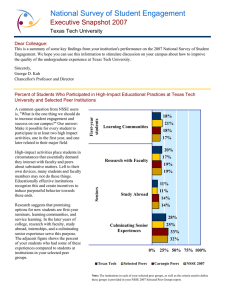 National Survey of Student Engagement Executive Snapshot 2007 Texas Tech University Dear Colleague: