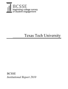 Texas Tech University BCSSE Institutional Report 2010