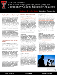 Optimum Transfer Guide: Petroleum Engineering  A Wealth of Opportunities Await