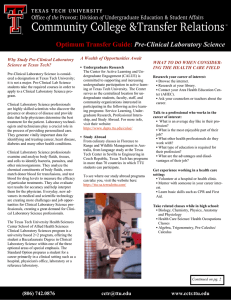 Optimum Transfer Guide: Pre-Clinical Laboratory Science  A Wealth of Opportunities Await