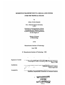 MOMENTUM  TRANSPORT  DUE  TO  A SQUALL ... OVER THE TROPICAL OCEANS by CHANG