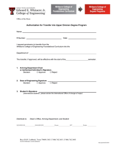 Authorization for Transfer into Upper Division Degree Program