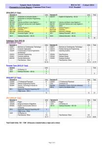 Cohort 2014 Sample Study Schedule BSC4-CSC (Normative 4-Year Degree, Common First Year)