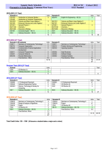 Cohort 2012 Sample Study Schedule BSC4-CSC (Normative 4-Year Degree, Common First Year)