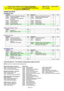 Sample Study Schedule under Advanced Standing I BSCU3-CSC Cohort 2015