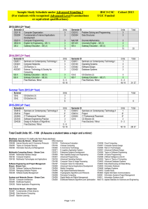 Sample Study Schedule under Advanced Standing I BSC3-CSC Cohort 2013