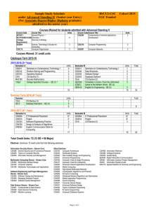 Sample Study Schedule BSCU2-CSC Cohort 2015 under Advanced Standing II  (Senior-year Entry)