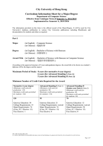 City University of Hong Kong Curriculum Information Sheet for a Major/Degree