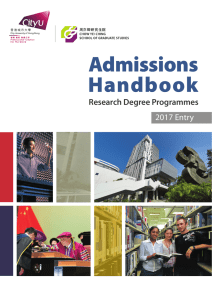 Admissions Handbook 2017 Entry Research Degree Programmes
