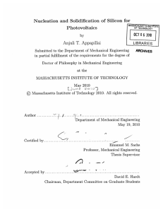 Nucleation  and  Solidification  of  Silicon ... Photovoltaics OCT  0 6 Anjuli  T.  Appapillai