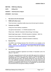 AGENDA ITEM: B1 MEETING:  RSSB Board Meeting DATE: 08 May 2014