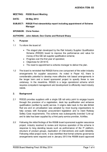 AGENDA ITEM: B3 MEETING:  RSSB Board Meeting DATE: 08 May 2014