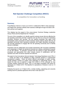 Rail Operator Challenge Competition (ROCC) A competition for innovation co-funding Summary