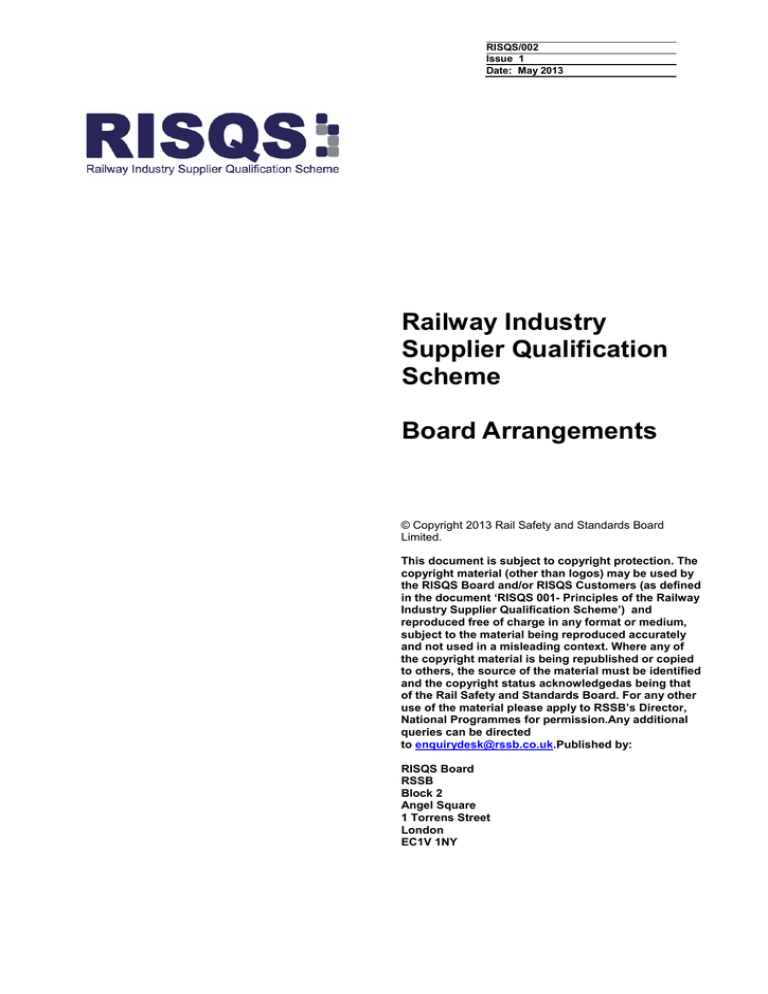 Railway Industry Supplier Qualification Scheme