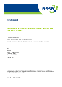 Final report Independent review of RIDDOR reporting by Network Rail